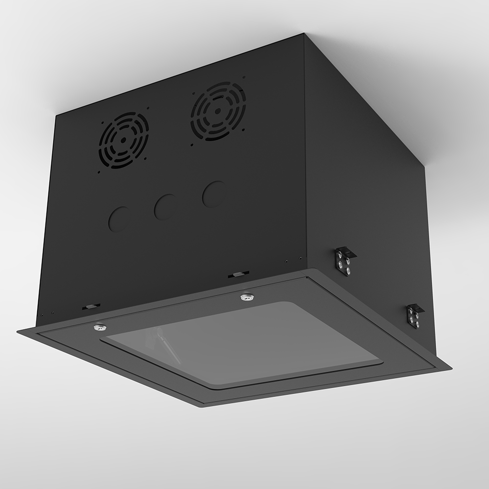 9U 天井埋込型 19 インチ ガラスドア ラック キャビネット | 省スペース IT エンクロージャ