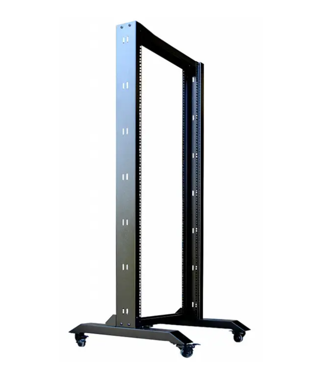 2つの投稿キャスター付きのオープンラック