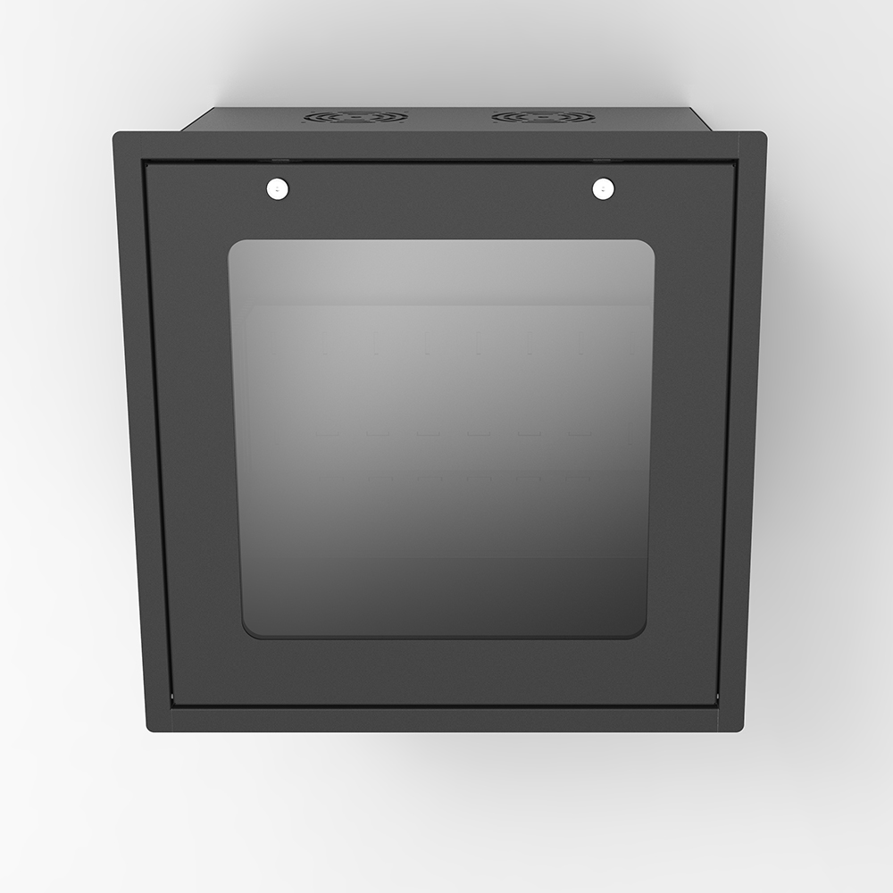 9U 天井埋込型 19 インチ ガラスドア ラック キャビネット | 省スペース IT エンクロージャ