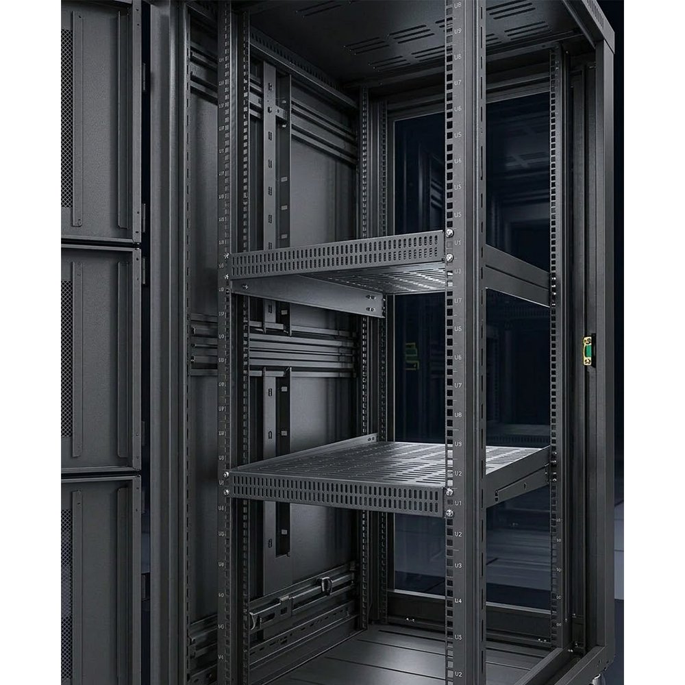 3 コンパートメント 42U サーバー ラック キャビネット 800x1000 | ARC メッシュ ドア付き 9 つ折りプロファイル高耐久ネットワーク キャビネット 