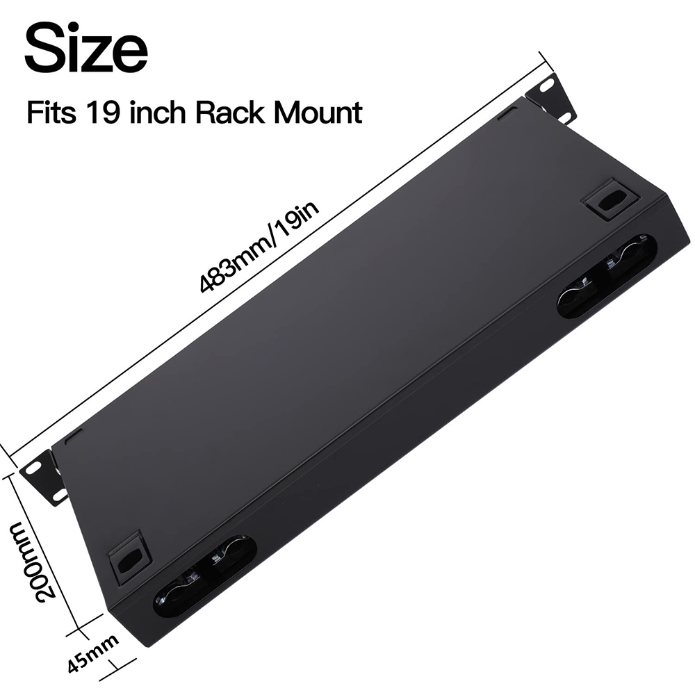 1U 19 インチ ラック マウント フルロード LC または SC 光ファイバー ボックス (ピグテール付き)