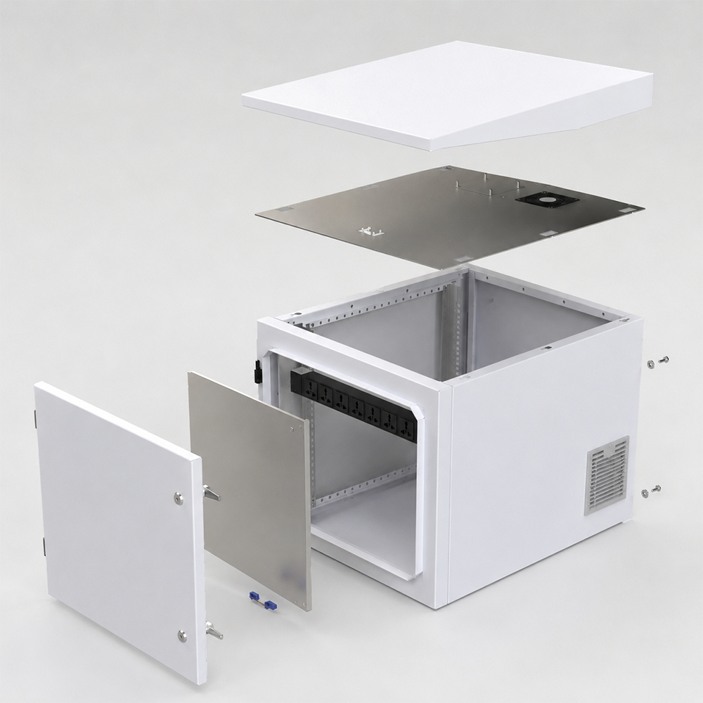 IP55 屋外電気通信エンクロージャ キャビネット ポールに取り付けられた 11U 600x780mm 傾斜屋根付き