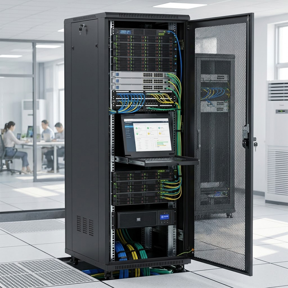 WEBIT スリムライン 42U 600x800 自立式サーバー ラック キャビネット |片網戸タイプ